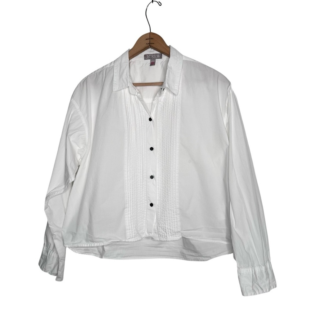 J. Crew Cropped Tuxedo Pajama Shirt In Cotton Poplin White Size Small